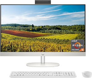 HP 27" FHD AMD Ryzen 5 16GB RAM 512GB SSD All-in-One with Integrated Webcam & Office 2024 (Refurbished)