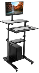 Mount-It! Rolling Computer Work Station with Monitor Mount & FREE Wireless Keyboard & Mouse Combo (2 Colors)