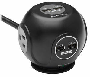 Tripp Lite Safe-IT -Outlet Spherical Surge Protector with 4 USB Charging Ports & Antimicrobial Protection