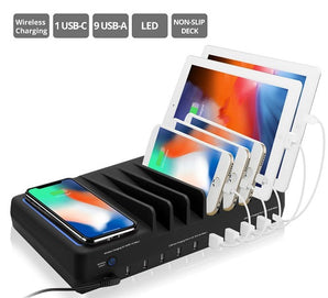 SIIG 10-Port USB-A/C & Wireless Charging Station with Ambient Light Deck (On Sale!)
